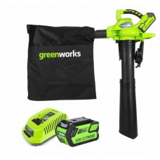 Greenworks 40V G-MAX аккумуляторный бесщеточный воздуходув - пылесос, 297 км/ч, c аккумулятором 3 Ah и зарядным устройством