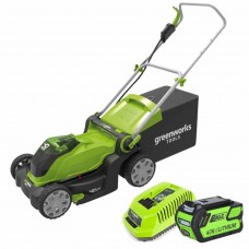 Greenworks 40V G-MAX аккумуляторная газонокосилка, 40 см, c аккумулятором 4 Ah и зарядным устройством