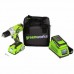 GreenWorks 24V аккумуляторная ударная дрель G24CD, с двумя аккумуляторами 2 Ah и зарядным устройством