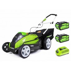 Greenworks 40V G-MAX аккумуляторная газонокосилка, 45 см, c двумя аккумуляторами 2 Ah и зарядным устройством