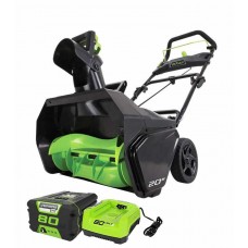 Greenworks 80V Pro аккумуляторный бесщеточный снегоочиститель, 51 см, с аккумулятором 4 Ah и зарядным устройством