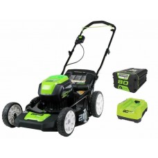 Greenworks 80V Pro аккумуляторная бесщеточная газонокосилка, 51 см, c аккумулятором 2 Ah и зарядным устройством